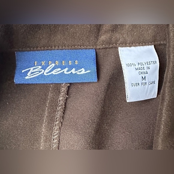 Vintage Express Bleus Green Faux Suede Long Sleeve Snap Front Shirt Sz Medium - Picture 3 of 5